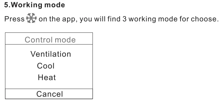 BEOK TGP51WIFI-AC Fan Coil Thermostat Instruction Manual - Working Mode