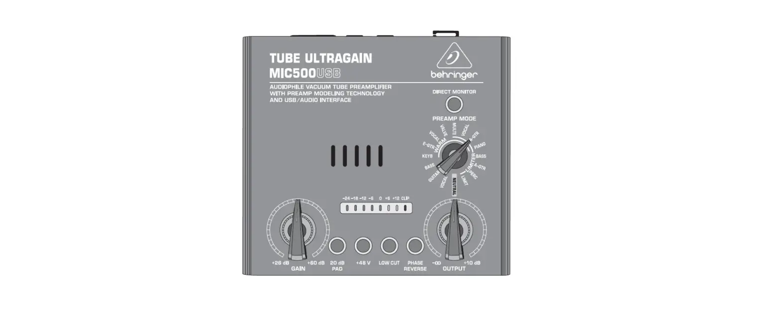 Behringer Mic500usb Tube Ultragain Audiophile Vacuum Tube Preamplifier With Preamp User Guide Behringer Mic500usb Tube Ultragain Audiophile Vacuum Tube Preamplifier With Preamp User Guide
