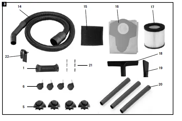 scheppach ASP20-ES Wet and Dry Vacuum Cleaner- fig 2