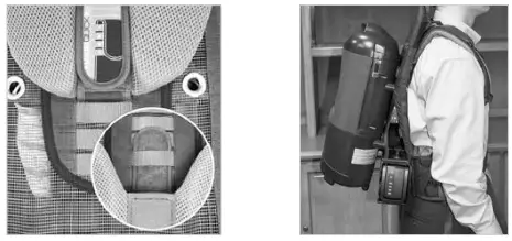 TENNANT V-BP-6B Commercial 36v Battery Backpack Vacuum Cleaner - resting