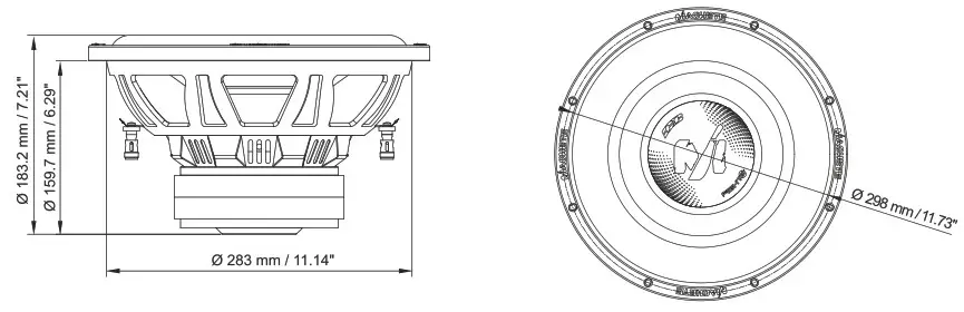 DeaF BONCe MF 08S D2 Machete 8-Inch Dual Voice Coil Subwoofer - DIMENSIONS 3