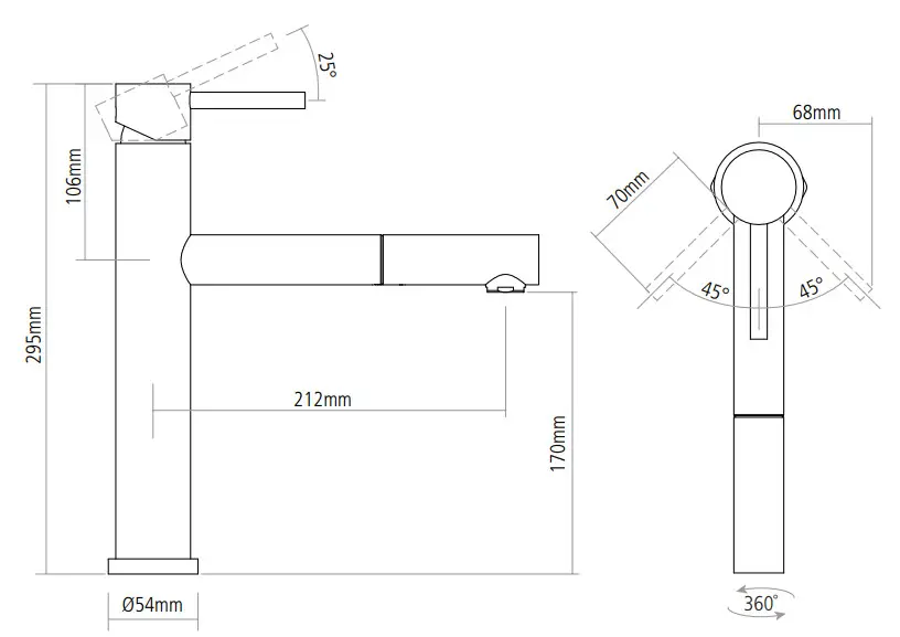 Caple Atlanta Pull Out Tap Stainless Steel