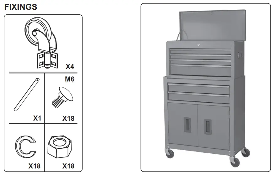 SEALEY AP2200BB.V2 SERIES 6 DRAWER TOPCHEST lamp ROLLCAB COMBINATION - fig