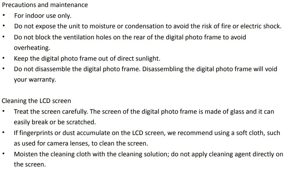 Rollei DPF-120 Pissarro Digital Photo Frame User Guide - Safety precautions
