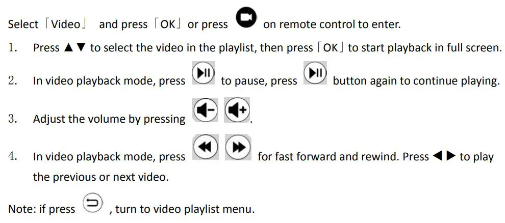 Rollei DPF-120 Pissarro Digital Photo Frame User Guide - Video Mode