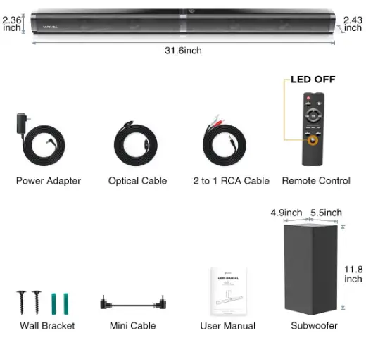 ULTIMEA-T5-Sound-Bars-for-TV-with-Subwoofer-FIG-1