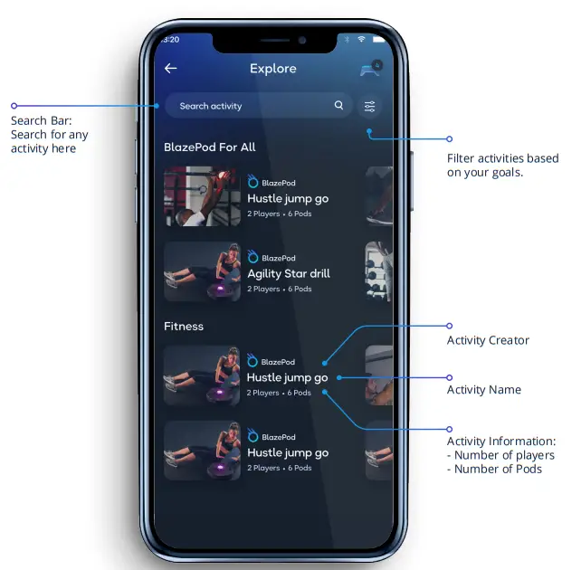 Apps BlazePod App - EXPLORE SCREEN 7