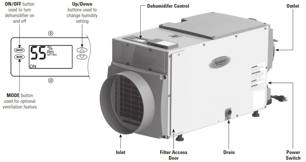 Aprilaire 1850F Hard Wired Dehumidifier - Product Overview 1
