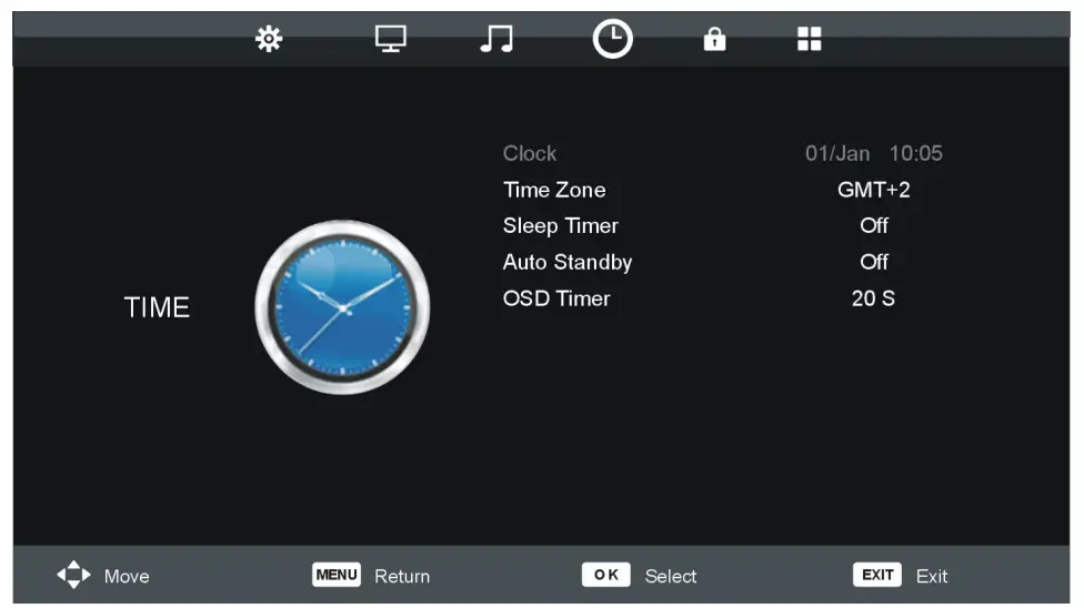 EKO K32DVD 32 Inch HD Android TV - TIME SETTINGS