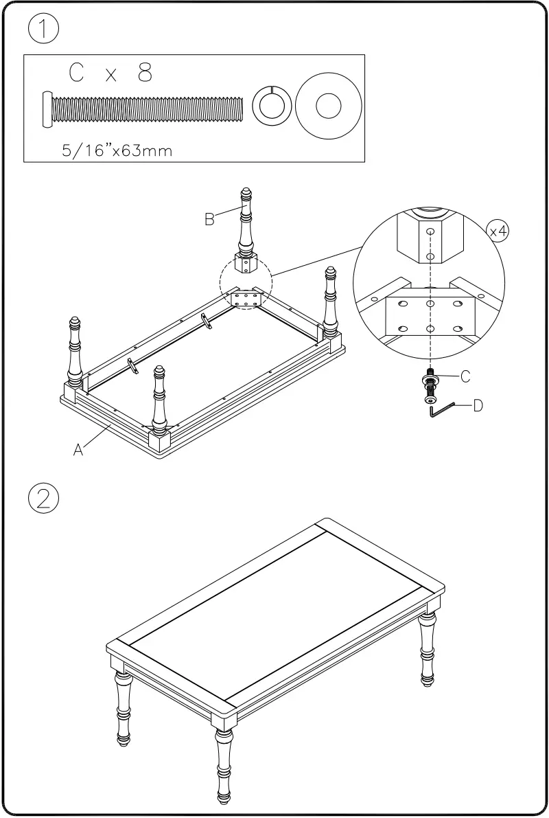 Ashley T722-1 7 Piece Rectangular Dining Room Table Set - parts 1