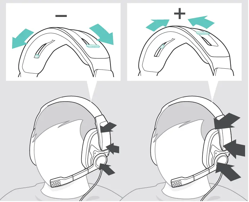 SENNHEISER GSP 500 Gaming Headset Adjusting and wearing the headset 1