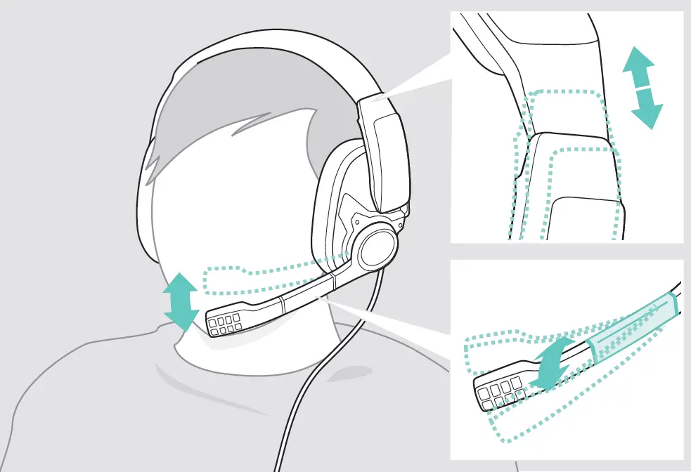 SENNHEISER GSP 500 Gaming Headset Adjusting and wearing the headset