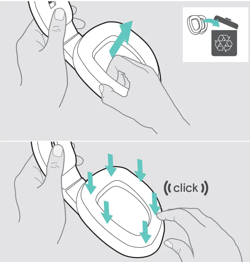 SENNHEISER GSP 500 Gaming Headset Replacing the ear pads