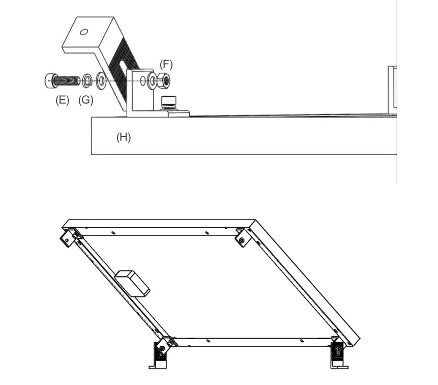 RENOGY MTS-TM100 Flat Roof Tilt Mount - Attach L-Joint to L-Bracket Foot