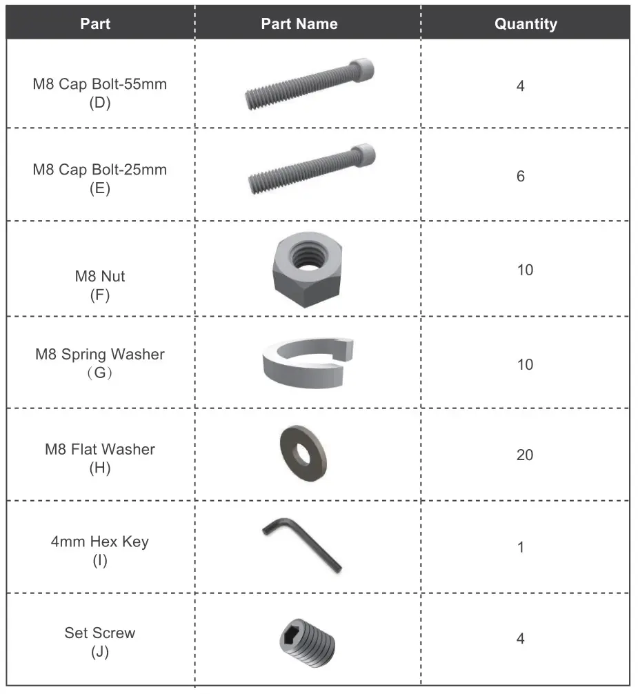 RENOGY MTS-TM100 Flat Roof Tilt Mount - Identification of Components 2