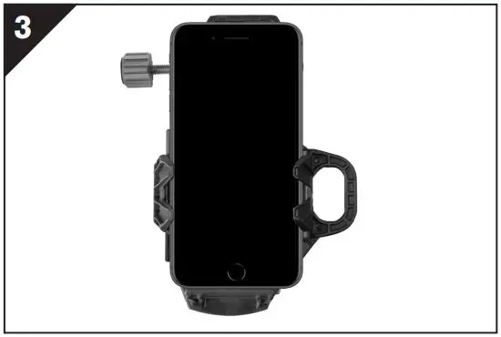 CELESTRON 81038 Universal Smartphone Adapter and Bluetooth Remote Instruction Manual - Slowly release the spring loaded arm to secure the phone in place