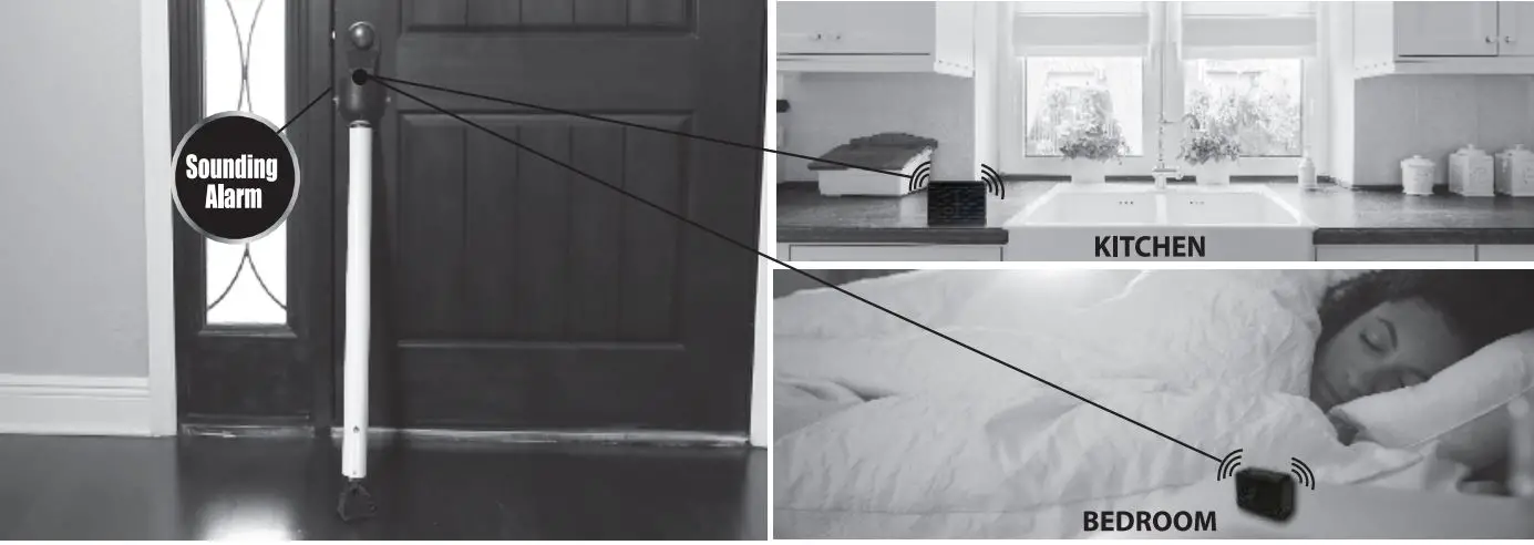 Hampton Direct 600606-80260 Door Security Bar Alarm and Receiver Instructions - Transmitter & Receiver