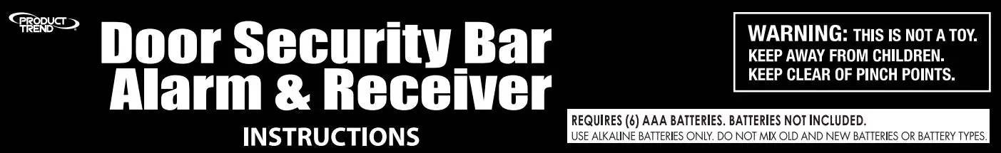 Hampton Direct 600606-80260 Door Security Bar Alarm and Receiver Instructions