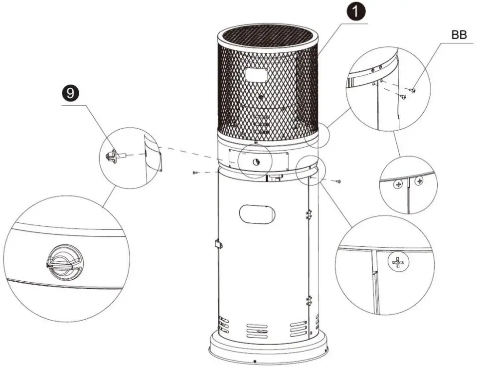 electriQ eiQTTGSS Gas Patio Heater - Control