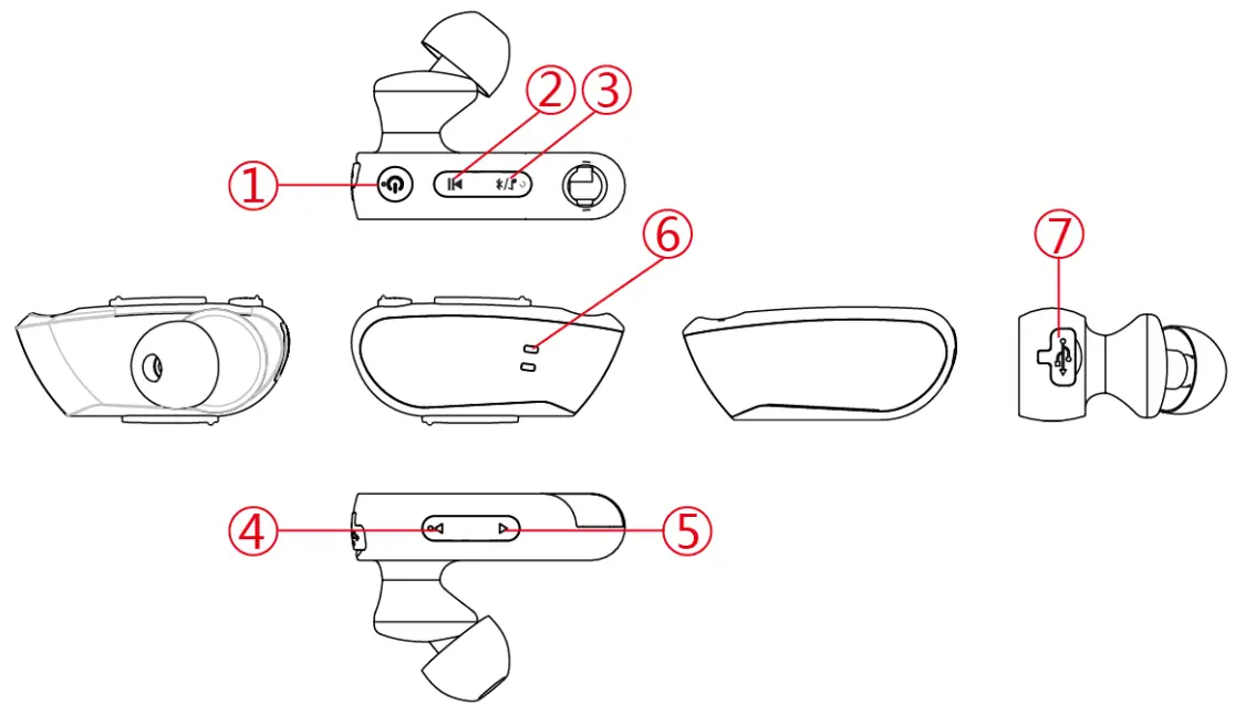 Lenco BTX 860 Waterproof Sport Bluetooth Headphone - Buttonse