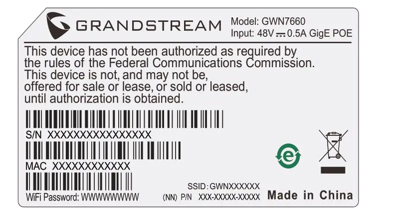 GRANDSTREAM GWN7660 802.11ax 2x2 2 Wi-Fi 6 Access Point - CONNECT TO GWN7660 DEFAULT Wi-Fi NETWORK