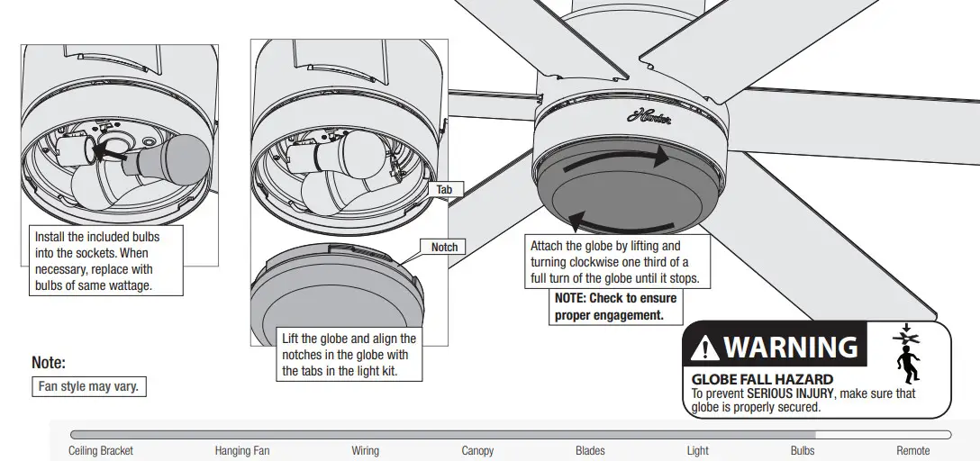 Hunter 51275 52 Inch Marshal Ceiling Fan with LED light - figure 10