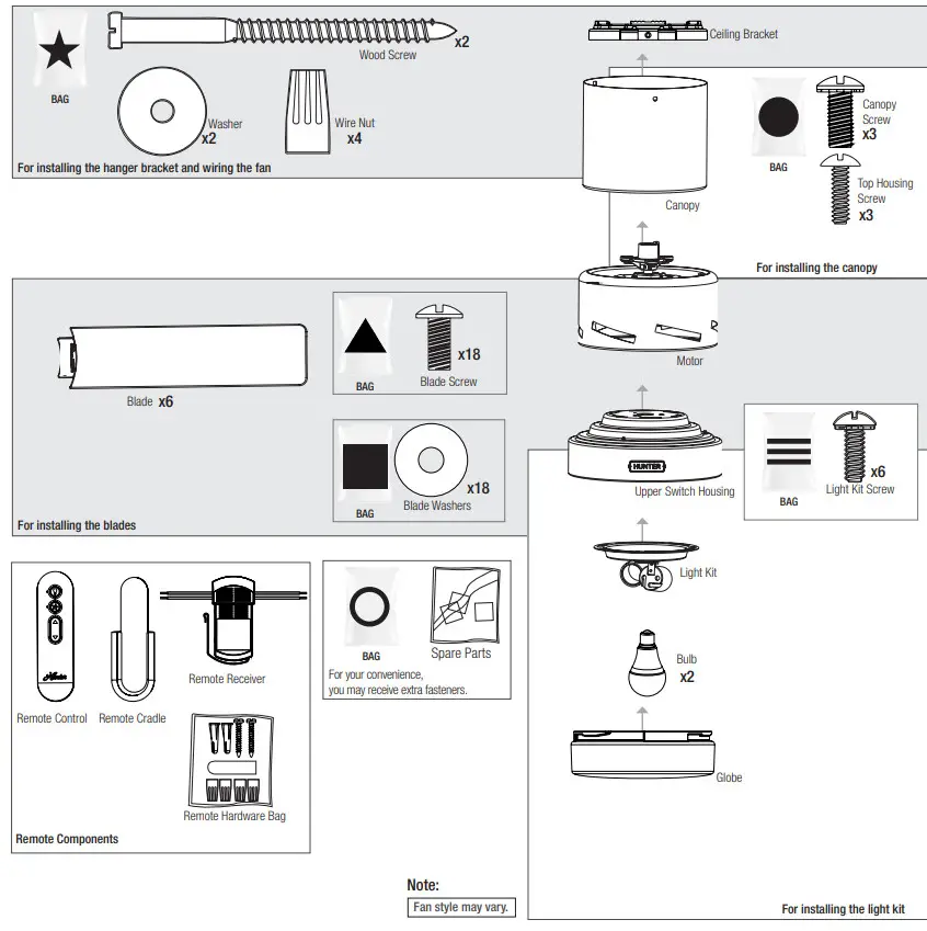 Hunter 51275 52 Inch Marshal Ceiling Fan with LED light - icon 2