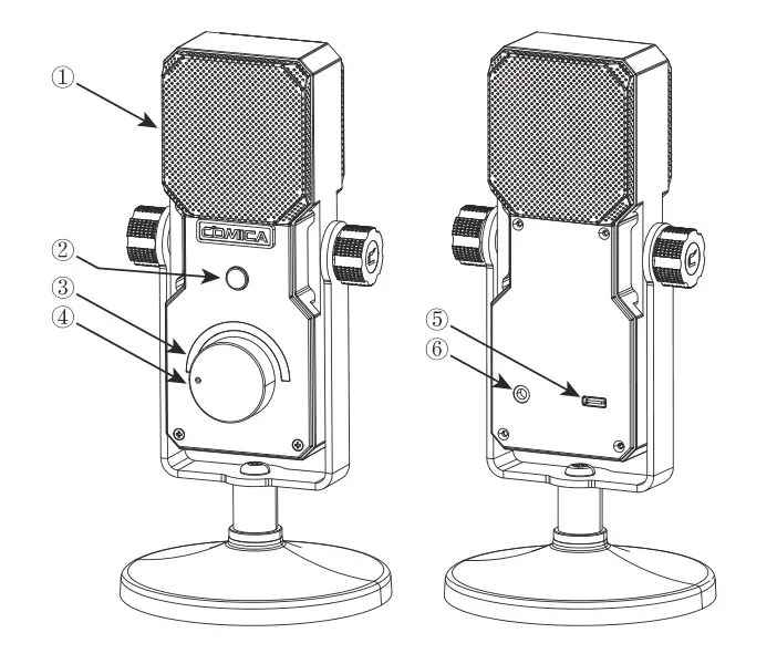 COMICA STA-U1 Cardioid Condenser USB Microphone - Components and Instruction