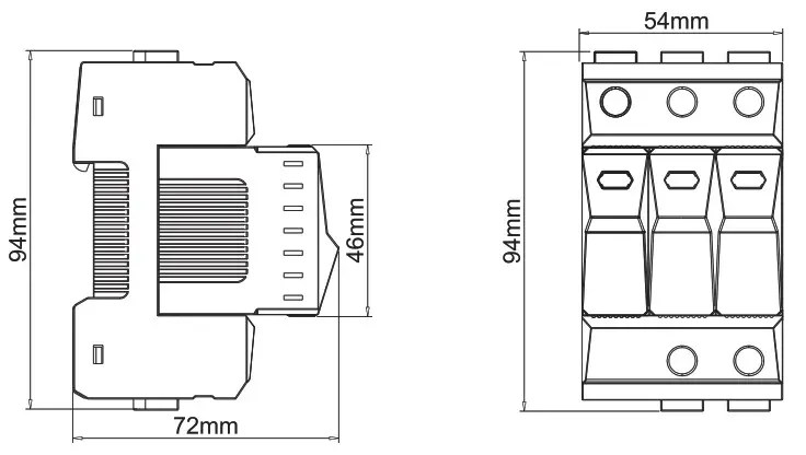 techno switch ST401DI Photo Voltaic System Surge Protection Device - Dimensini Prodotto
