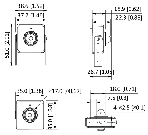 dahua DH-IPC-HUM8241-E2 2MP Covert Pinhole WizMind Network Camera-Main Box - IPC-HUM8241-L4
