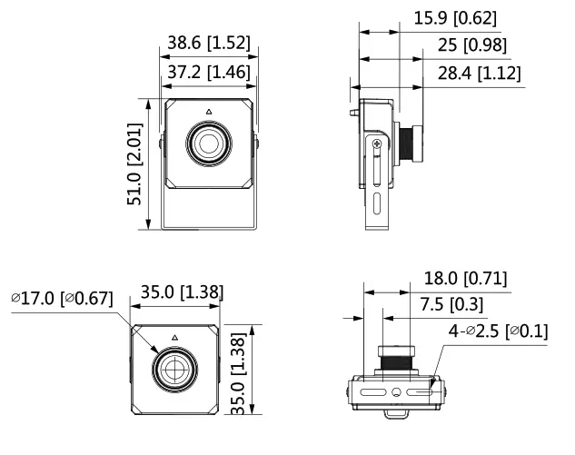 dahua DH-IPC-HUM8241-E2 2MP Covert Pinhole WizMind Network Camera-Main Box - IPC-HUM8241-L5