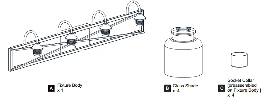 QUOIZEL BART8632BN Bartley 32.25 in. 4-Light Brushed Nickel Vanity Light-