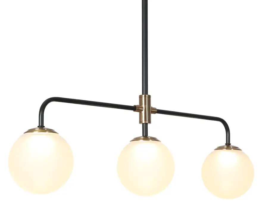 ZEVNI A04420 Mordy 3-Light Matte Black and Gold with Globe Glass LED
