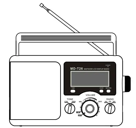 GREADIO MD-T26 AM FMSW LCD Display Radio - Cover