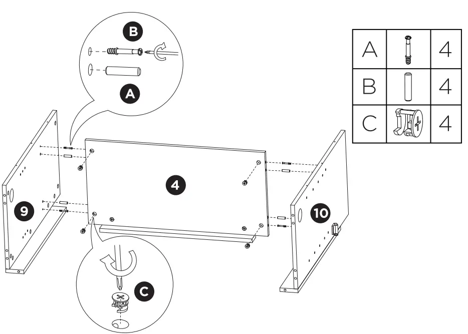 TURBRO Fireside FS58 Door TV Stand - Assembly 12