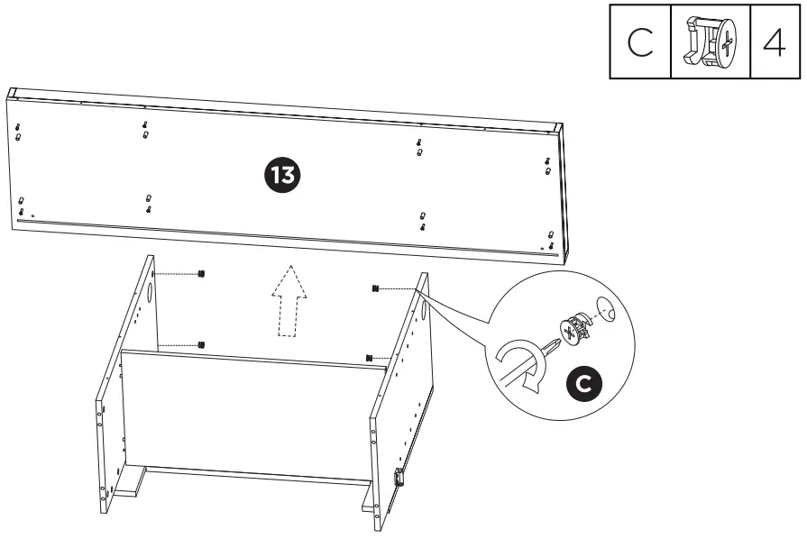 TURBRO Fireside FS58 Door TV Stand - Assembly 13