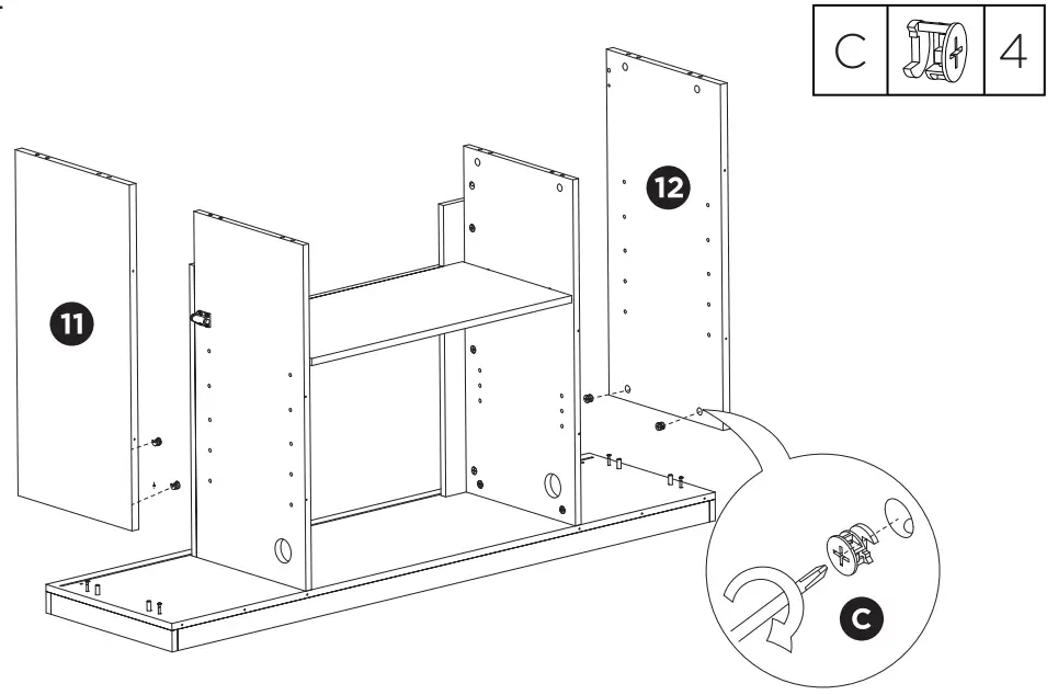 TURBRO Fireside FS58 Door TV Stand - Assembly 15