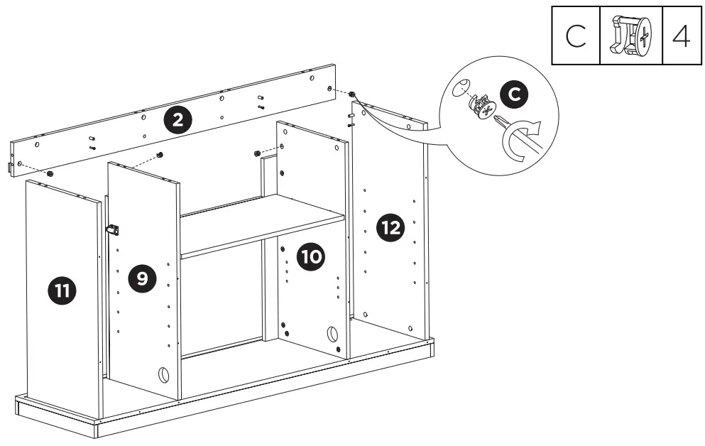 TURBRO Fireside FS58 Door TV Stand - Assembly 17