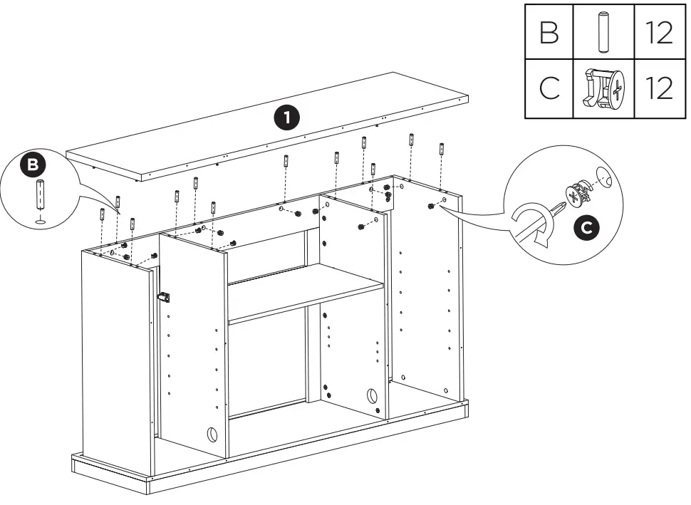 TURBRO Fireside FS58 Door TV Stand - Assembly 19