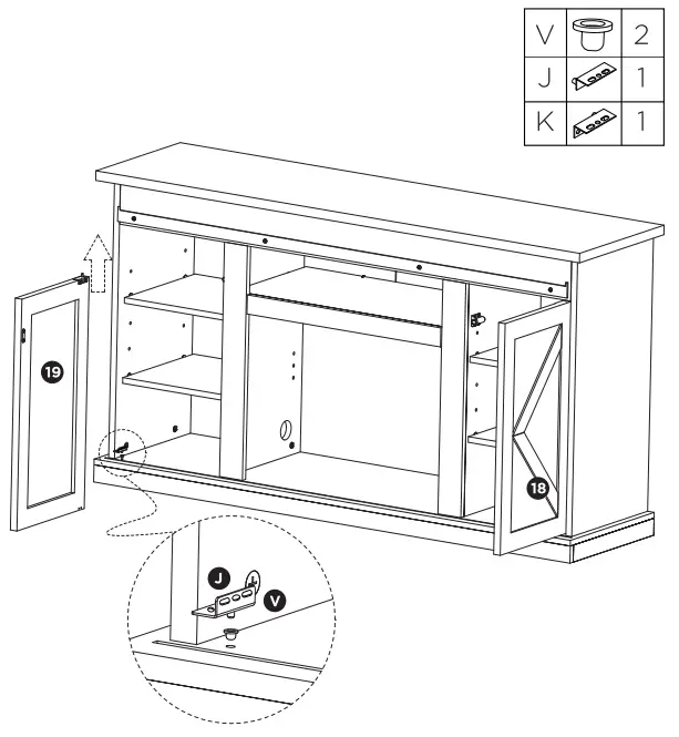 TURBRO Fireside FS58 Door TV Stand - Assembly 21