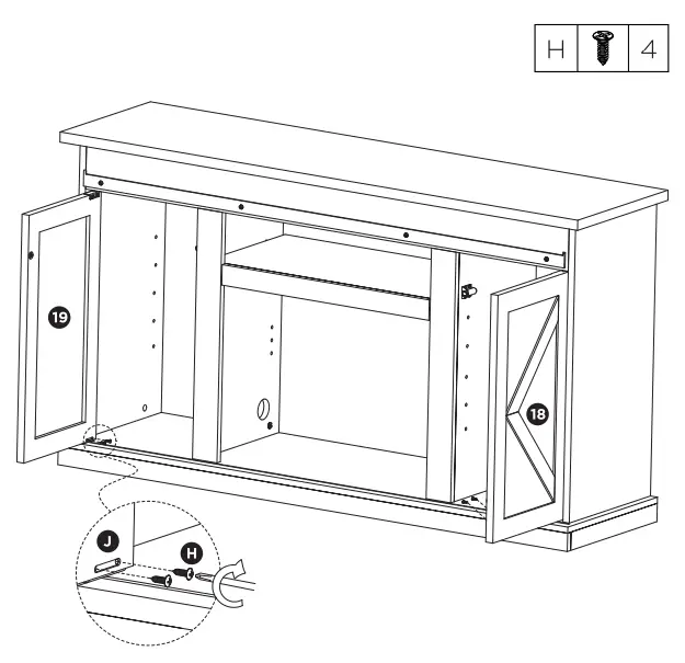TURBRO Fireside FS58 Door TV Stand - Assembly 22