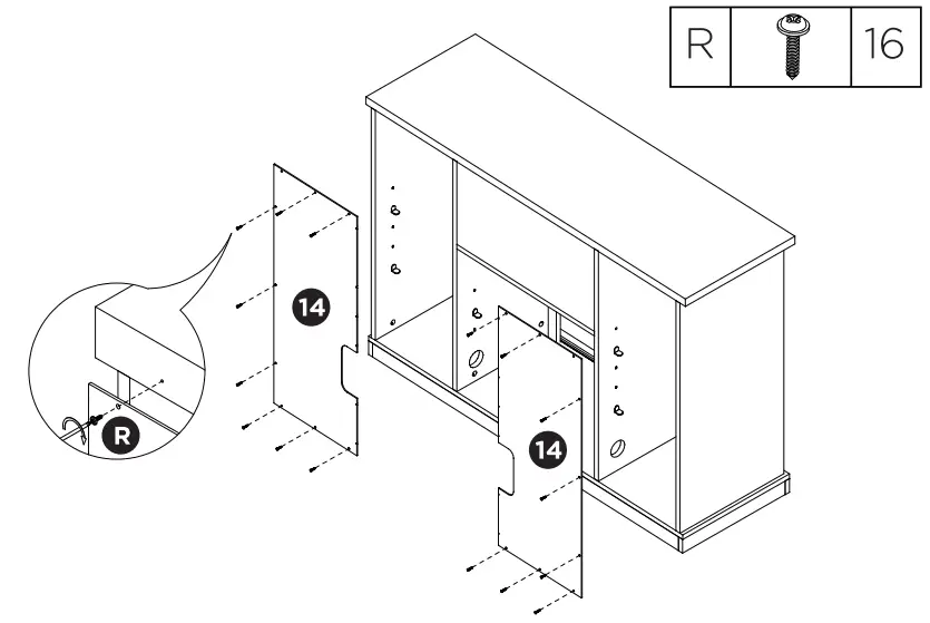 TURBRO Fireside FS58 Door TV Stand - Assembly 29