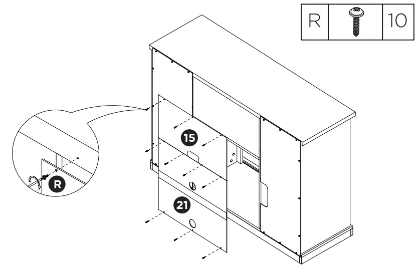 TURBRO Fireside FS58 Door TV Stand - Assembly 30