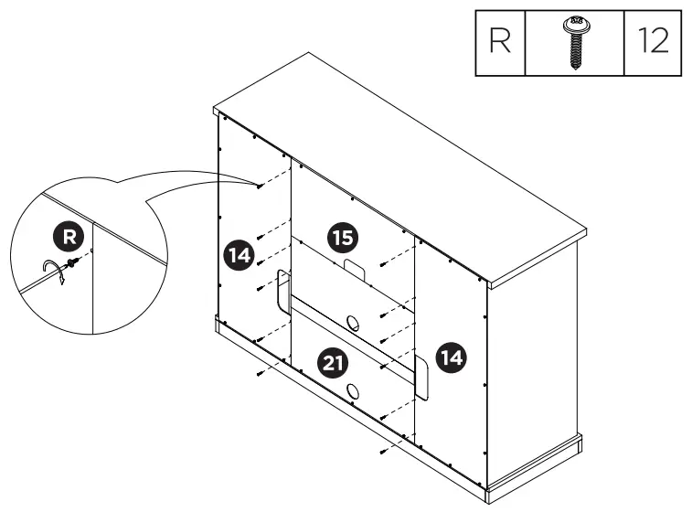 TURBRO Fireside FS58 Door TV Stand - Assembly 31
