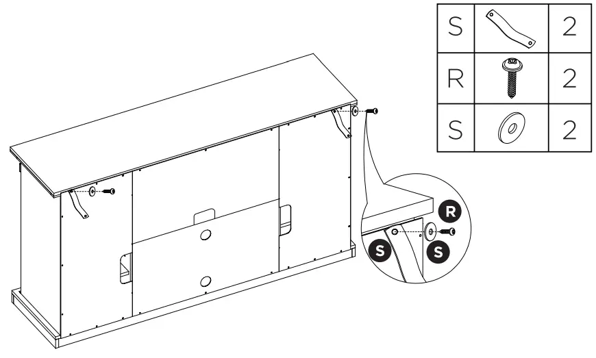 TURBRO Fireside FS58 Door TV Stand - Assembly 32