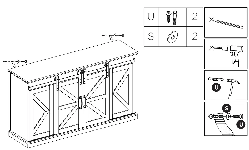 TURBRO Fireside FS58 Door TV Stand - Assembly 33