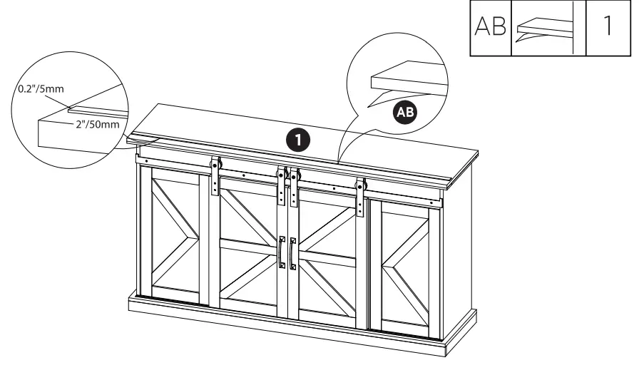 TURBRO Fireside FS58 Door TV Stand - Assembly 34