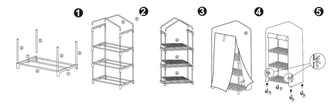 Electrovision 3-Tier Greenhouse GH350 User Manual - ASSEMBLY INSTRUCTIONS