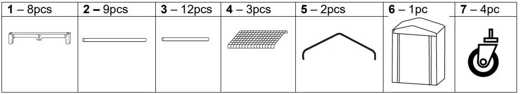 Electrovision 3-Tier Greenhouse GH350 User Manual - PARTS LIST