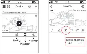 Lametuty LA-400W 5G Wi-Fi Home Camera -Functions on Monitoring Interface
